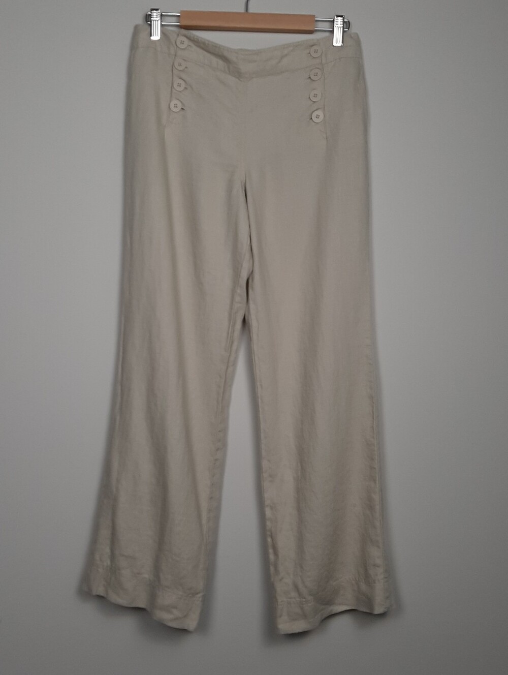 Max Studio Linen Wide Leg Sailor Pants Tan Size 4